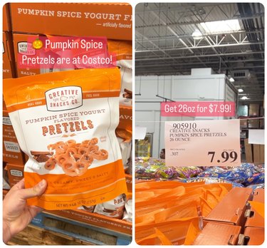 Instagram video screenshots of costco pumpkin spice yogurt