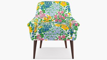 green floral armchair