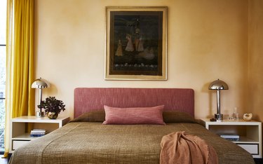 sophisticated bedroom with desert inspired palette.