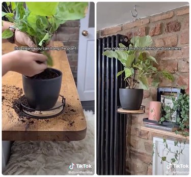 screenshots of diy video making a hanging planter