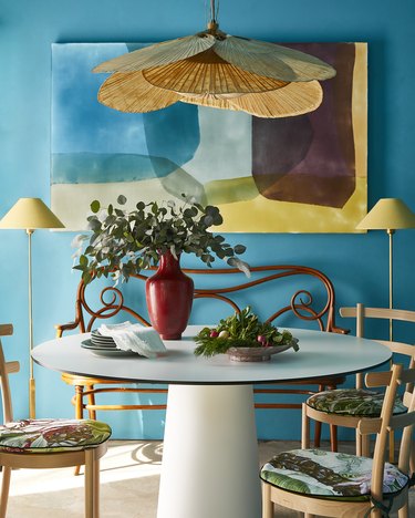 red, blue, yellow color idea for dining room