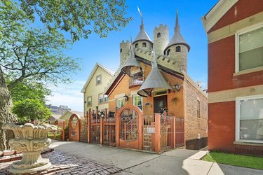 The exterior of a castle house