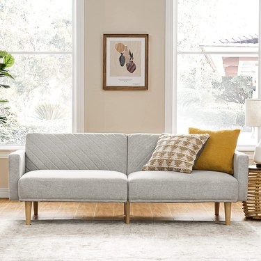 light gray sleeper sofa for small spaces