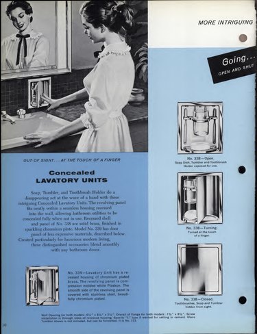 A "concealed lavatory unit" c. 1959 similar to our mysterious cubby