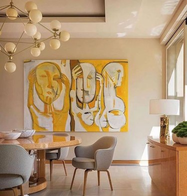 beige and yellow dining room