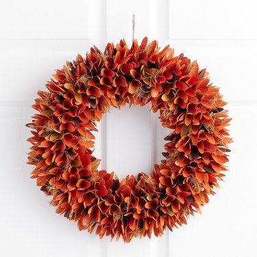 red leaves in wreath