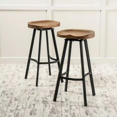 Set of two swivel bar stools