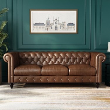 faux leather chesterfield sofa