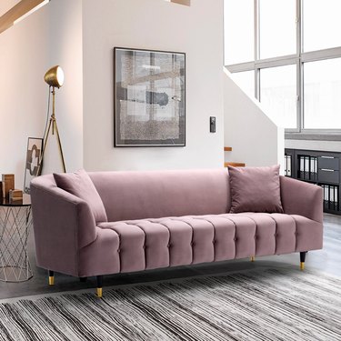 blush quilted sofa