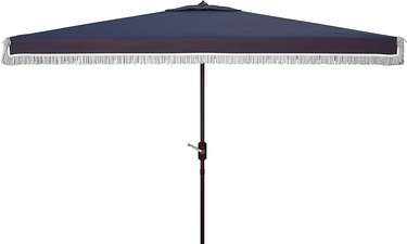 Safavieh Outdoor Milan UV Protected Fringe Rectangle Crank Umbrella