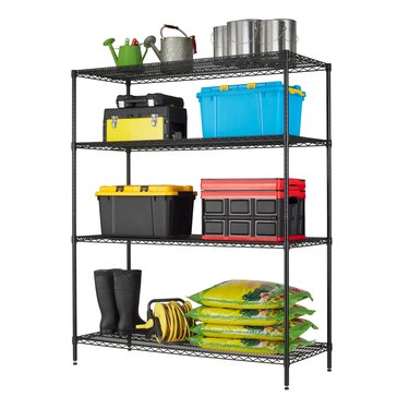 black steel industrial wire shelving