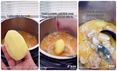 Remove excess salt with a potato