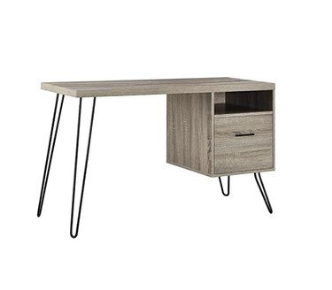 midcentury modern desk in weathered wood