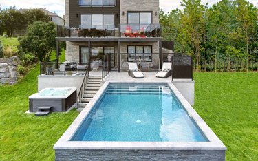 above ground lap pool with deck