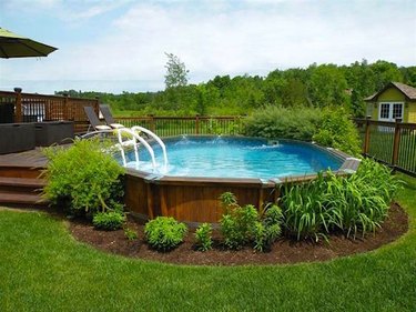 above ground pool with landscaping