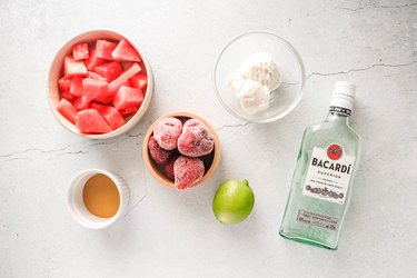 Ingredients for whipped watermelon cocktail