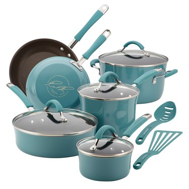 Blue pots and pans set
