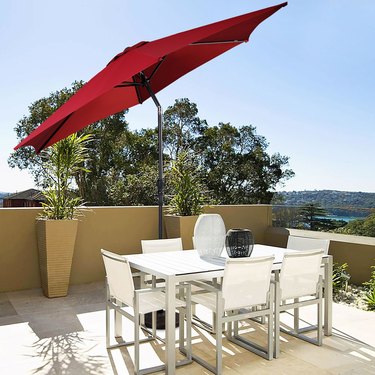Burgundy outdoor umbrella