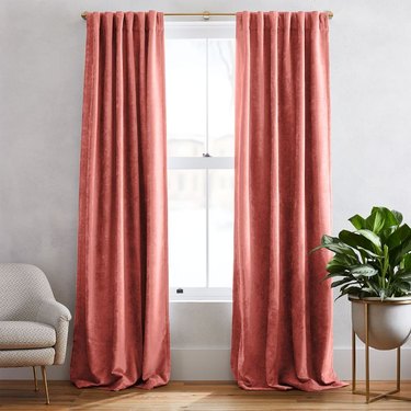 Worn Velvet Curtain, Pink Grapefruit, $64.99