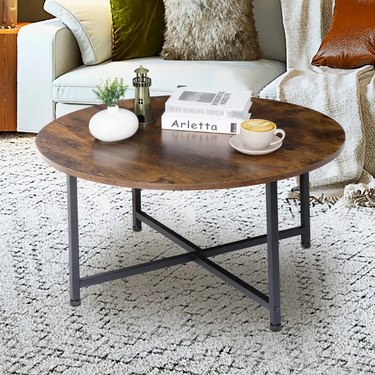 round wood and metal coffee table