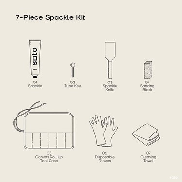 Infographic of the seven items in the Soto spackle kit
