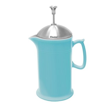 French press with blue carafe