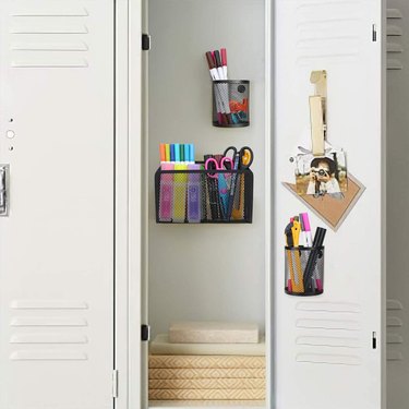 locker with school supplies