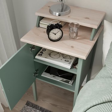 ikea nightstand in gray-green