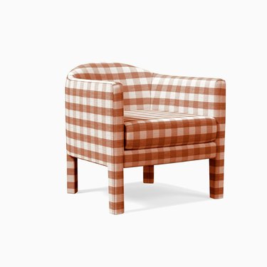 Nutmeg colored gingham armchair