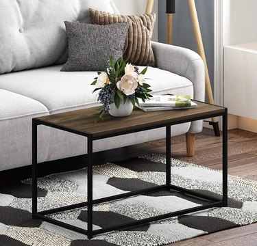 rectangular coffee table with wood and metal