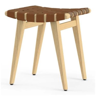 Stool with woven top and wooden legs
