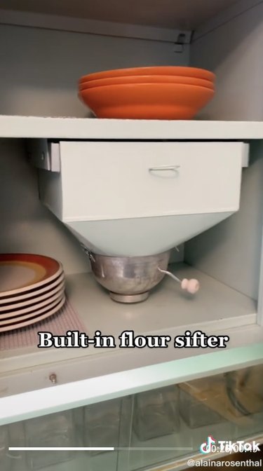 midcentury built-in flour sifter