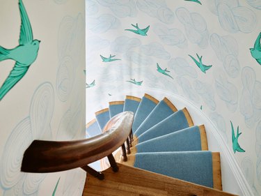 light blue and turquoise color idea for stairway