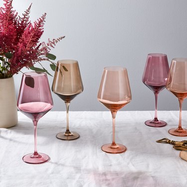 Colorful stemmed wine glasses