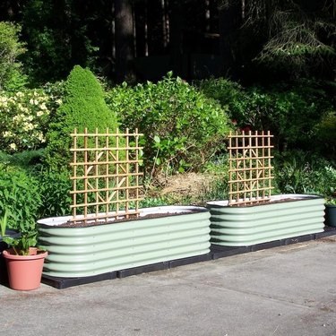Mint green metal planters