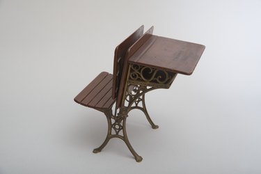 wood desk and chair