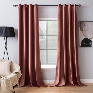Dusty rose soundproof darkening velvet curtains
