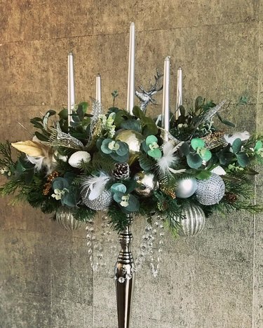 Silver and gold centerpiece candle display