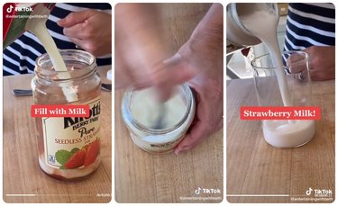 How to make strawberry milk in a jar