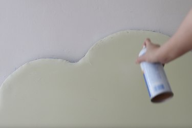 Spray foam on headboard with spray adhesive