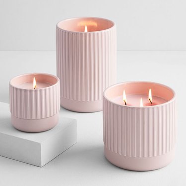 Fluted Pink Ceramic Candles