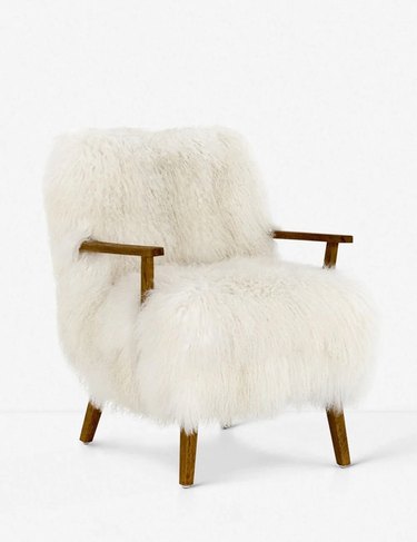 white fluffy accent chair