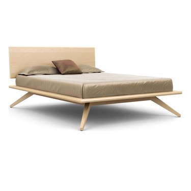 modern low to the ground wooden bed frame