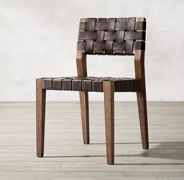 dark brown leather woven chair