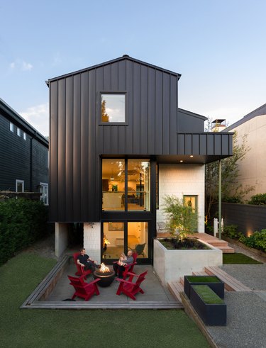 view of the back of a black house