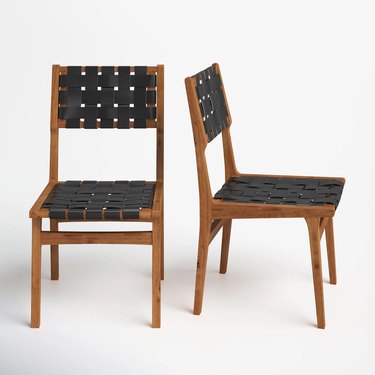 black and brown woven chairs