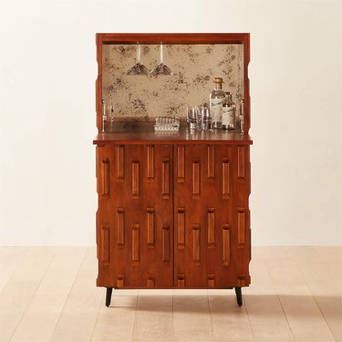 CB2 Piera Mahogany Wood Bar Cabinet