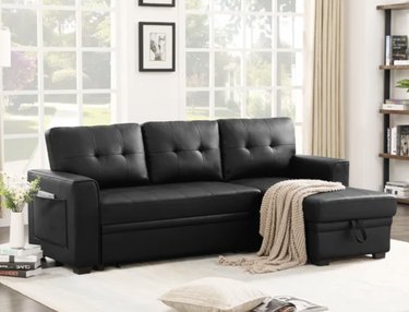 Faux Leather reversible sleeper sofa & chaise