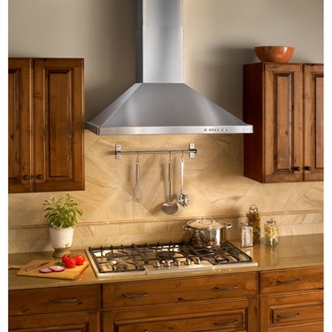 stove with chimney hood