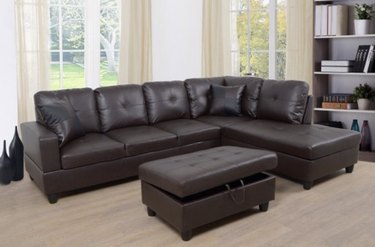 Left or Right Facing Sleeper Sectional with Storage Ottoman